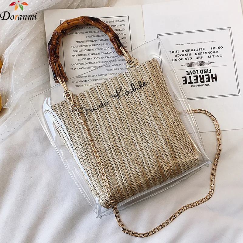 

JIULIN Straw Weave Handbag lady's Bags 2019 Fashion Letter Printed Shoulder Bag Messenger Summer Handbags Totes Bag DJB323