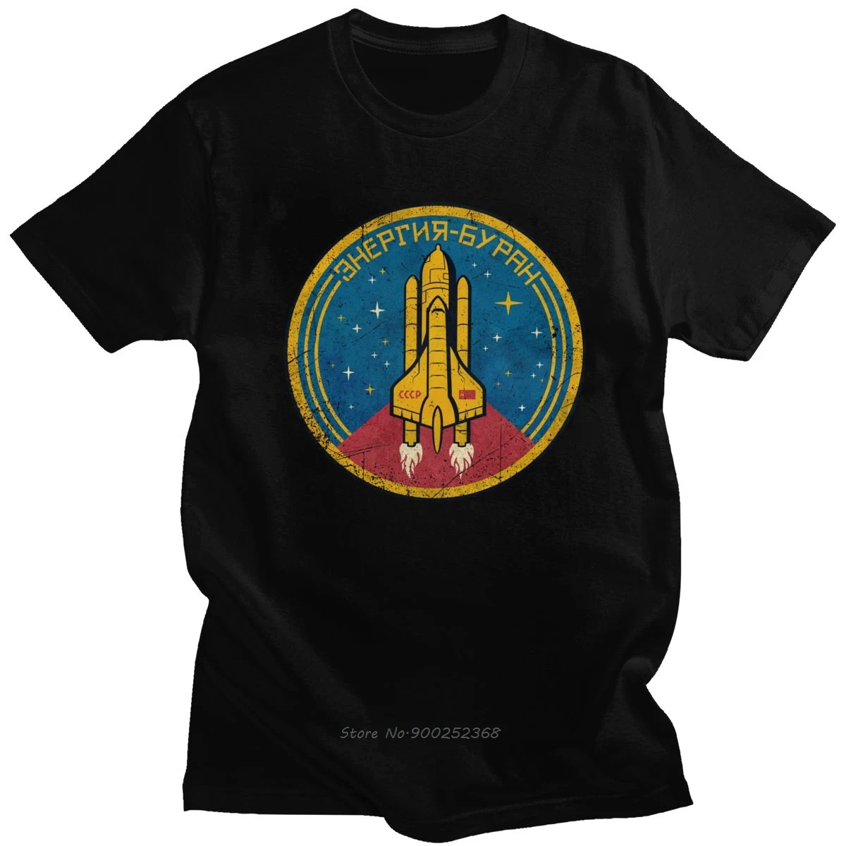 Classic CCCP Space Shuttle Emblem T Shirt Men Cotton Vintage Graphic T-shirt Short Sleeved USSR Rocket Tee Tops Harajuku Gift | Мужская