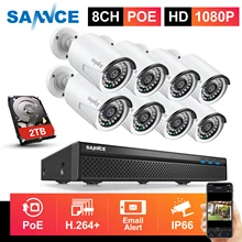 SANNCE 1080P 8CH FHD PoE сетевая видео система безопасности 8*1080P HD всепогодные камеры с умными ИК светодиодами комплект видеонаблюдения CCTV