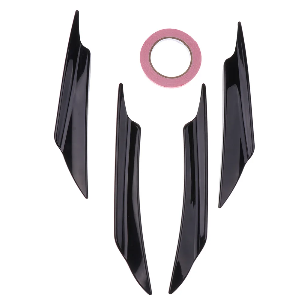 1 Set of 4 Pieces Replacement Car Front Bumper Lip Splitter Fins Spoiler