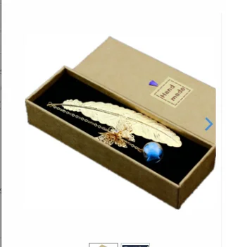 

Chinese wind metal brass creative feathers bookmarks fine retro classic boxed for Good Gift