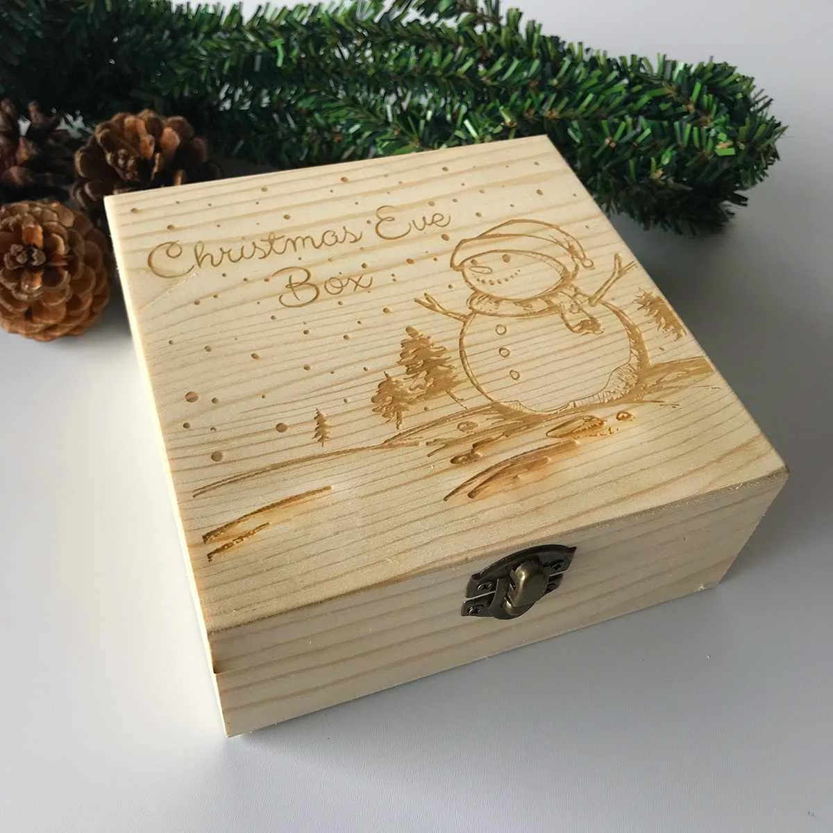 Snowman Рождественская Подарочная коробка деревянная Выгравированная коробка для хранения дома снежинка снеговик гравировка подарок детский подарок украшения для дома - Цвет: Snowman