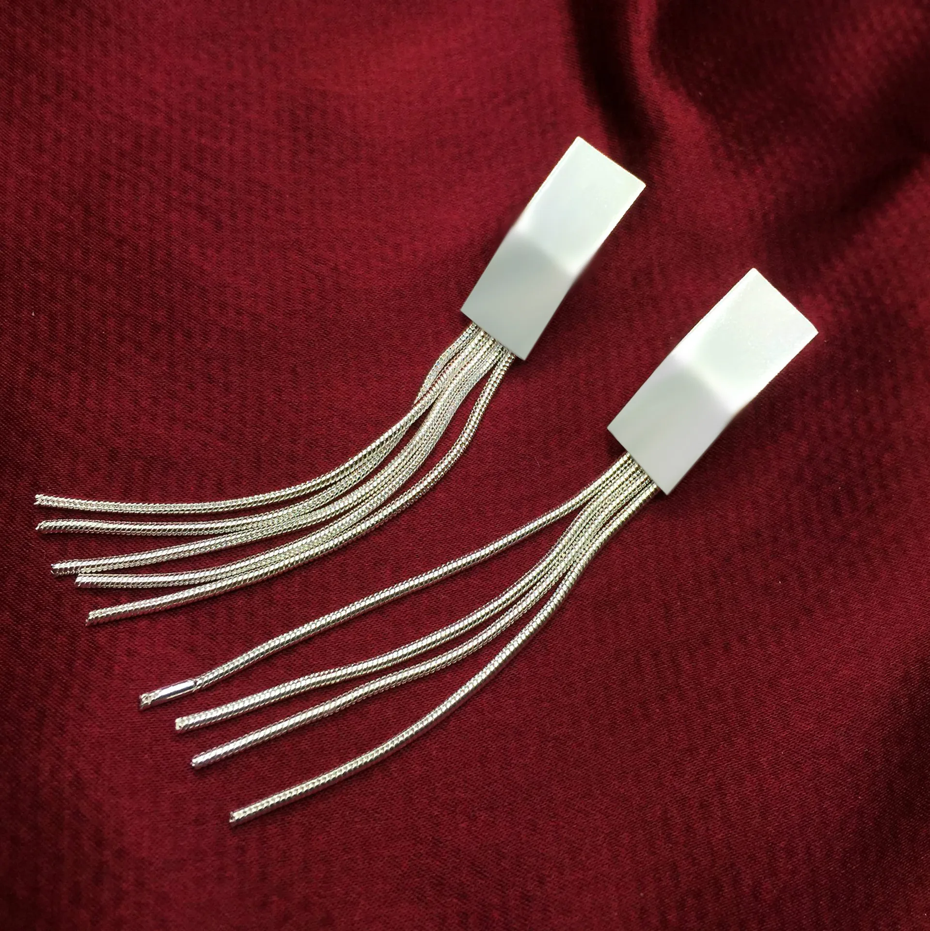 

New CZ sterling-Rhod Color Long Crystal Tassel Earrings for Women Bar Wedding Drop Earing Fashion Jewelry Gifts