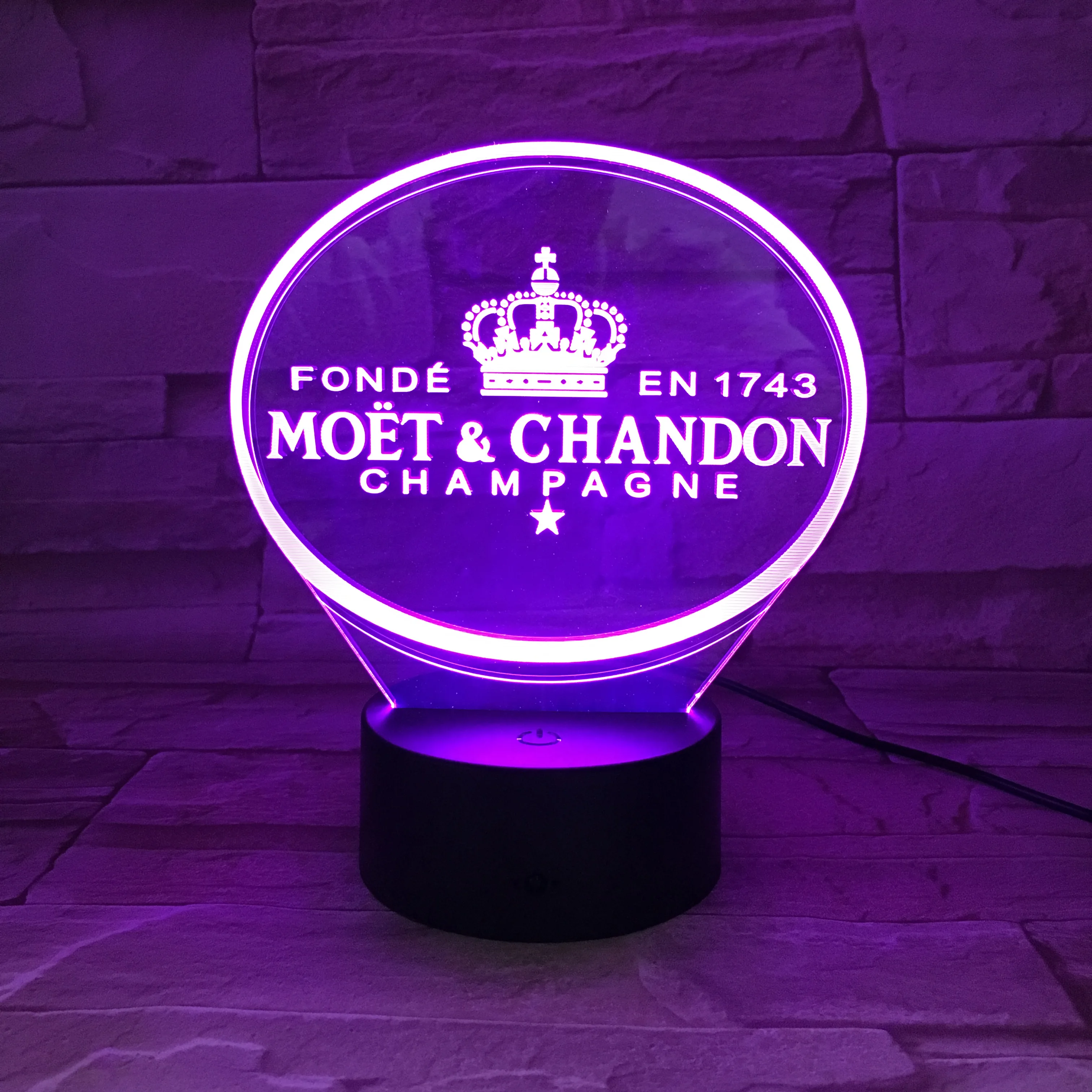 Moet Et Chandon светодиодный 3d-ночник лампа друг ребенок подарок ночник USB или батарея питание украшения для офиса лампа 3D-349
