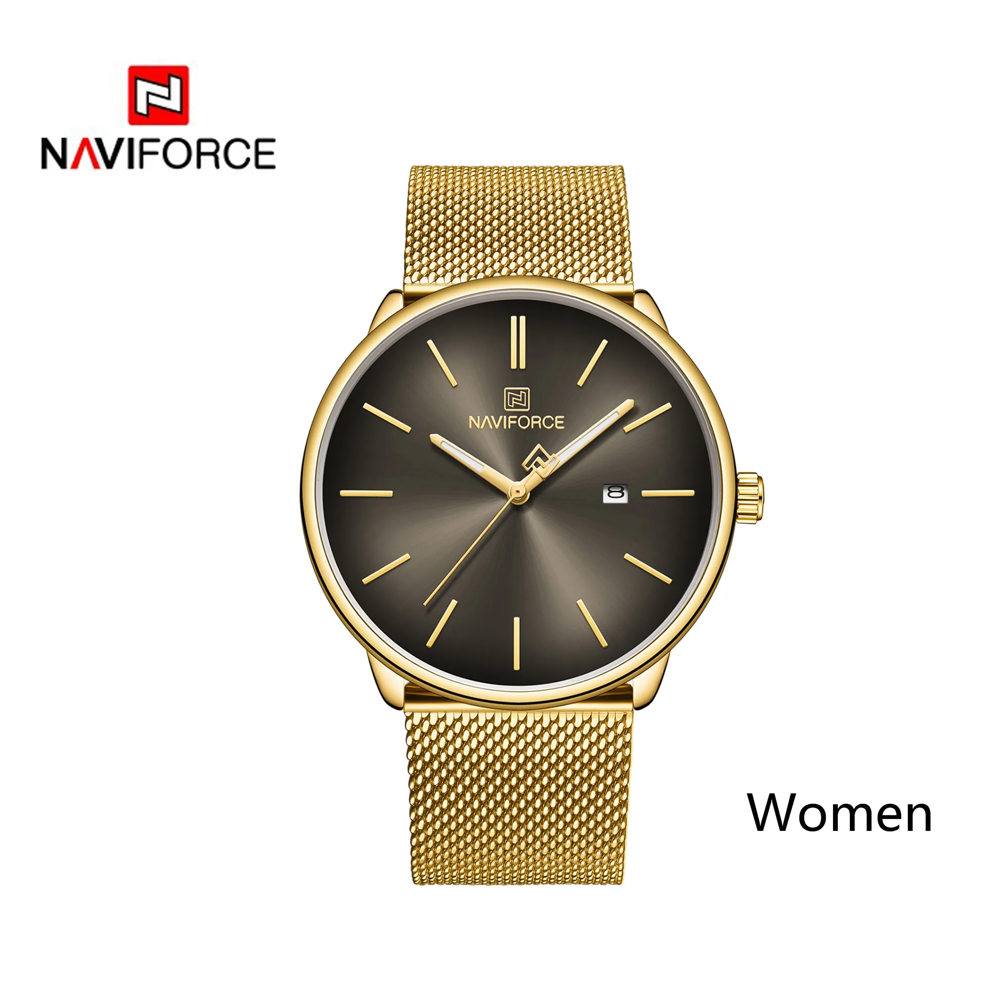 NAVIFORCE лучший бренд класса люкс для женщин и мужчин пара наручные часы водонепроницаемые мужские часы из натуральной кожи модные кварцевые мужские женские часы подарок - Цвет: Women Gold