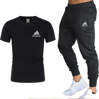 

Sportsuits Set Men 2019 Brand Fitness Suits Summer Men's T-shirt Set Mens O-Neck Fashion 2 Pieces T-shirt trousers Tracksuit