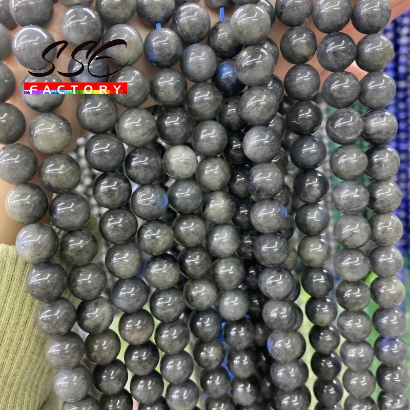 High quality Natural Spectrolite gem Stone beads black Round smooth Labradorite Loose gem Beads for Jewelry Making Bracelet gift