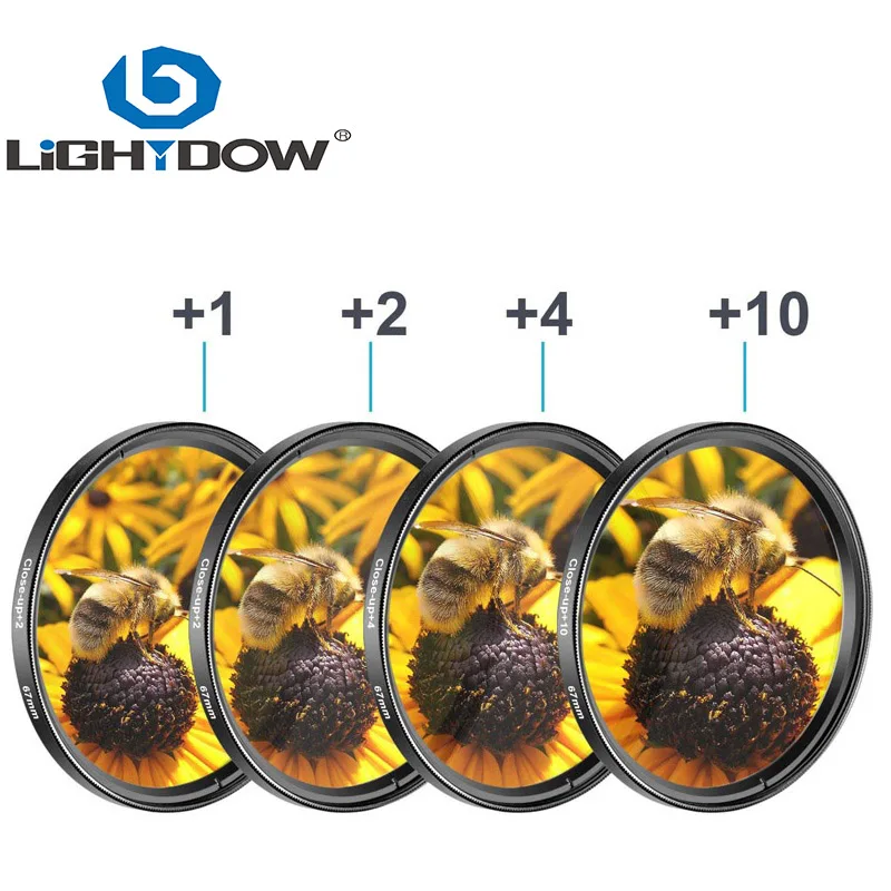 Lightdow Macro Close Up Lens Filter 4 in 1 +1+2+4+10 Kit 49mm 52mm 55mm 58mm 62mm 67mm 72mm 77mm for Canon Nikon Sony Cameras camera lens filter photography filter
