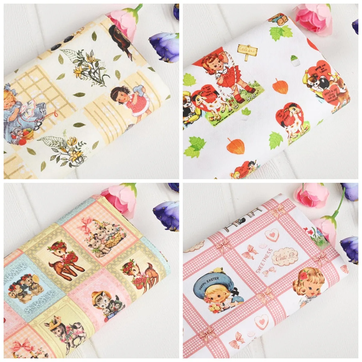 Fabric Cartoon Print Cotton Fabric Yard Diy Quilting Sewing Material