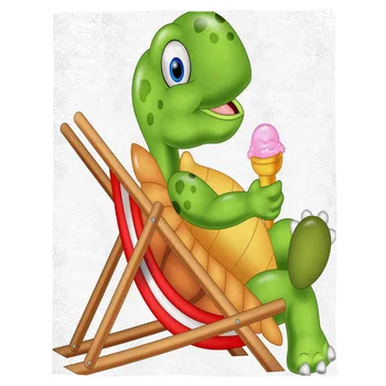 

Turtle Ice Cream Beach Bench Cute Spring and Autumn Soft Flannel Blanket Office Siesta Blanket Sofa Bed Blanket