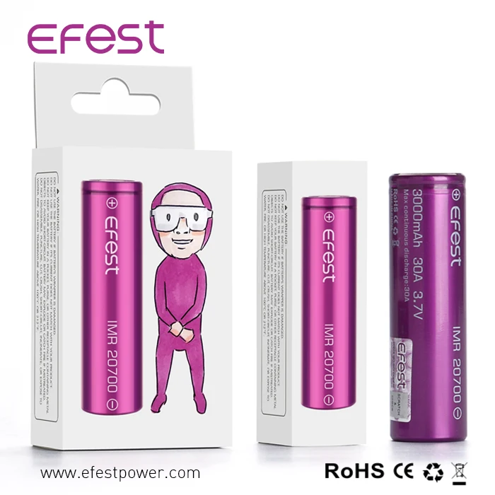 Hotsale Efest 20700 3000mah 3.7V 30A Battery 20700 Battery Solar Battery