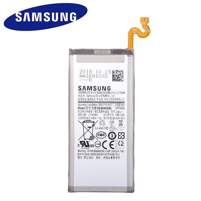 Оригинальная батарея samsung EB-BN965ABE для samsung Galaxy Note9 Note 9 N9600 SM-N9600 EB-BN965ABU 4000 аккумулятор для телефона, мАч