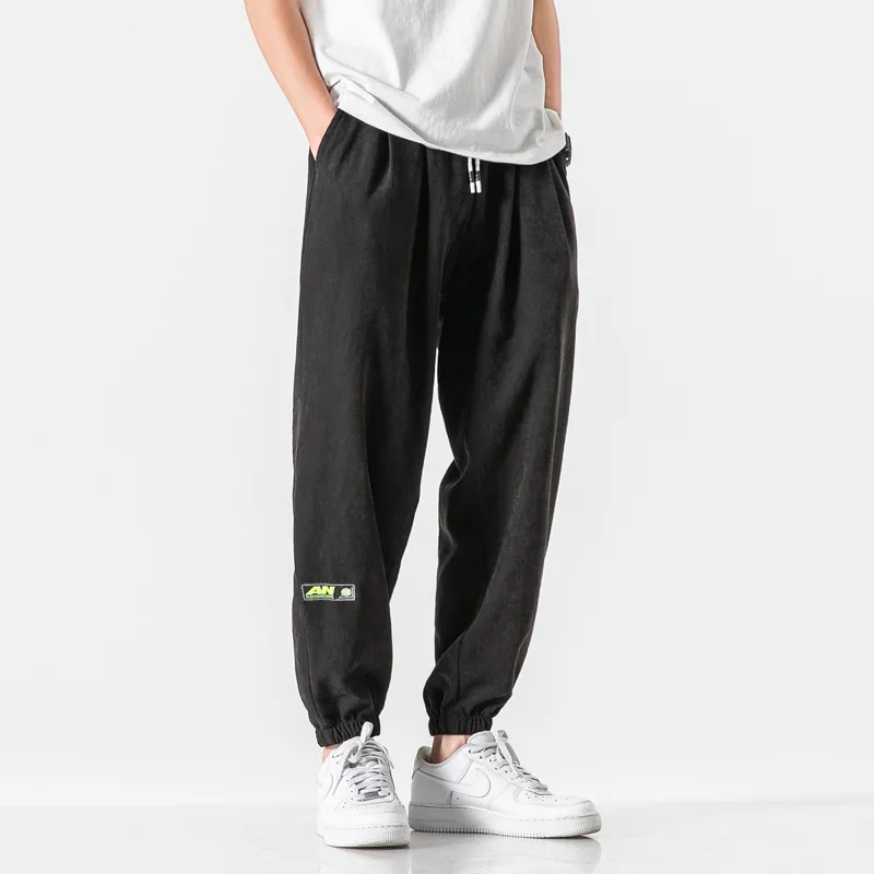 2022 Spring and Autumn New Suede Men's Casual Pants Drawstring Nine-point Drawstring Pants Men's Loose Sweatpants fruit of the loom sweatpants Sweatpants