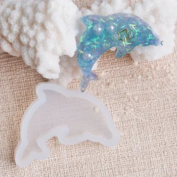 

Silicone Resin Mold For Badge Jewelry Making Dolphin Animal White Decorative DIY Crystal Epoxy Resin Molds 38mm x 27mm 1 Piece