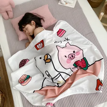 

Cute Cartoon Printed Baby Blankets Soft Cotton Swaddle Wrap Infant Kids Stroller Bedding Newborn Children Summer Sleeping Quilts