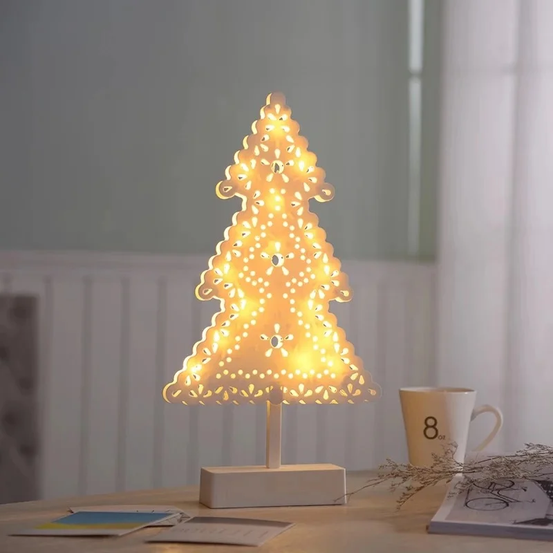 Зеленый LED Night Light Creative Heart Star Tree Shape Grass Rattan Woven Battery Power 3D Table Night Lamp Gift Party Decoration Lights - Испускаемый цвет: Зеленый