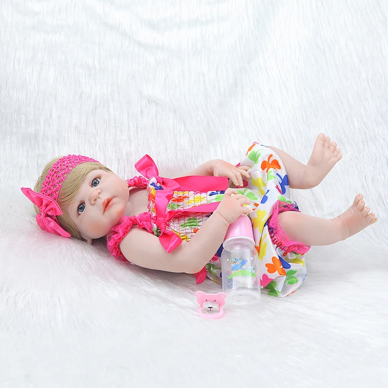 55 см Reborn Baby Doll игрушка полный Силиконовый разноцветный платье ткань тела короткие волосы Реалистичная кукла малыш сопроводительный подарки