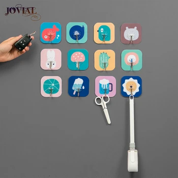 

10PCS Hook Cute Cartoon Brute Force Rayon Shower Room Door Kitchen Hanging Wall Bearing Organizer Mark Paste Avoid Punch Hanger