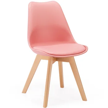 

Nordic home chair simple casual backrest fabric dining chair solid wood desk chair