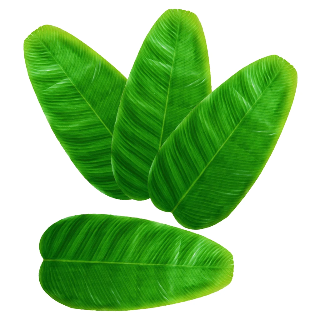 Pack of 4 Large Artificial Green Leaves DIY Decor 58 x 28.5 cm