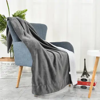 

Winter Flannel Blanket Double Thickening Warm Super Soft Ferret Wool Blanket 160x130cm For Home Sofa Bed Cover Square Cobija