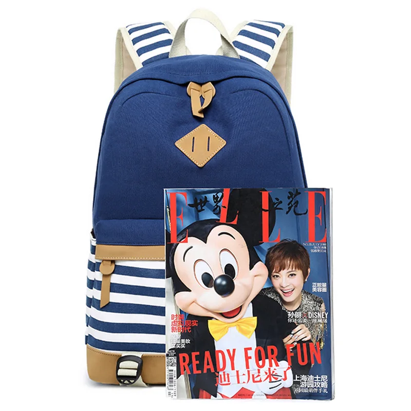 The New Three-piece Large-capacity Striped Backpack Casual Student Bag