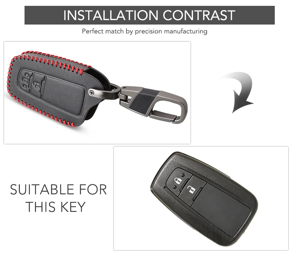 Новый кожаный чехол для автомобильного ключа 2 кнопки без Toyota Camry CHR Prius Corolla RAV4 Prado