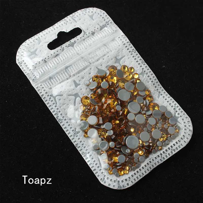 Topaz Смешанные размеры 40 цветов кристалл AB исправление стразы, Стекло Стразы исправленное железо на Стразы для дизайна ногтей шитье и ткань Decoret - Цвет: Topaz