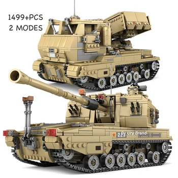 

2in1 Creator WW2 Army Military Series Self-propelled Rocket Launcher Tank Set Building Blocks Toy DIY Boy Birthday Gift 1499pcs