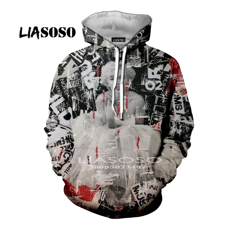 3 Мэрилин Монро толстовки off white Мужская толстовка 3D Lil открытый топы с круглым вырезом уличная толстовка унисекс пуловер странные вещи - Цвет: 3