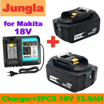

2PCS 18V 12.0Ah Rechargeable Battery 12000mah Li-Ion Battery Power Tool Battery for MAKITA BL1880 BL1860 BL1830+3A Charger