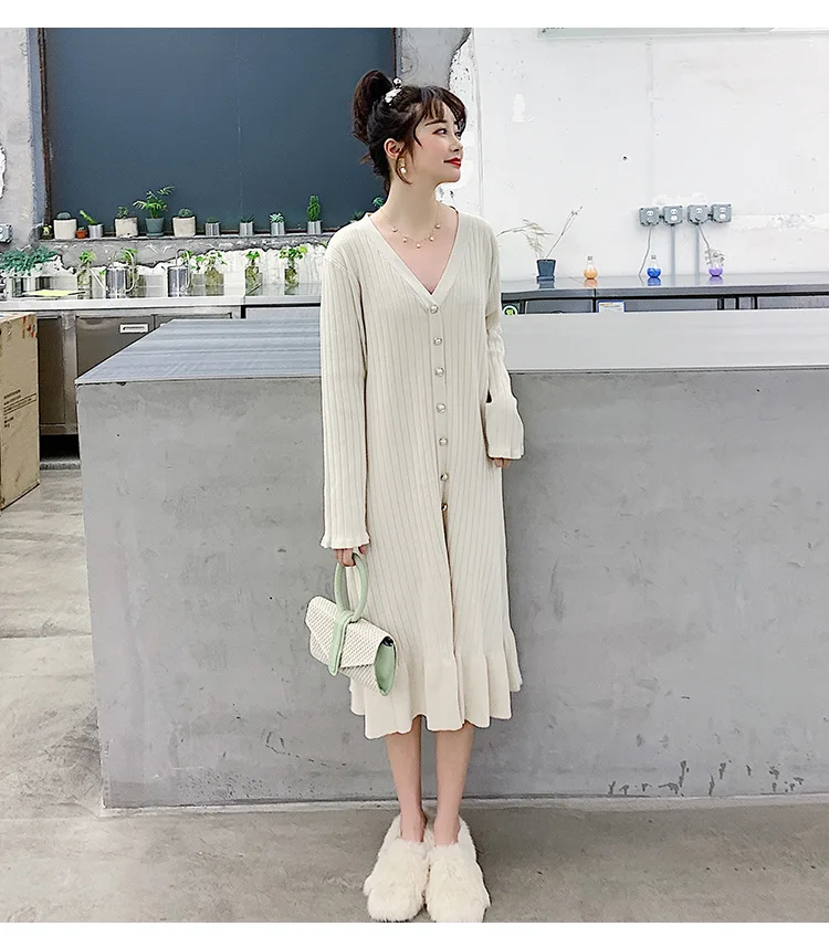 2020 Fashion Maternity Dress Loose spring autumn winter Skirt Pregnancy Clothes For Knit Pregnant Women Sweater (28)