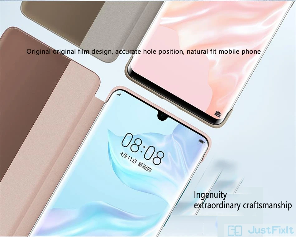 huawei waterproof phone case Năm 100% Chính Thức Huawei P40pro P30pro Ốp Lưng Flip View Thông Minh Dễ Thương Da Huawei P40 Pro P30 Pro Ốp Lưng Nắp Nguyên Bản huawei phone cover