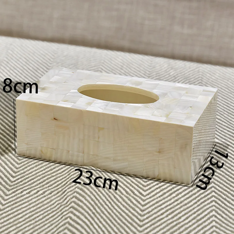 Natural Shell Tissue Boxes European Western Restaurant Napkin Box Bedroom Desktop Draw Paper Organizer Home Decoration Modern 6