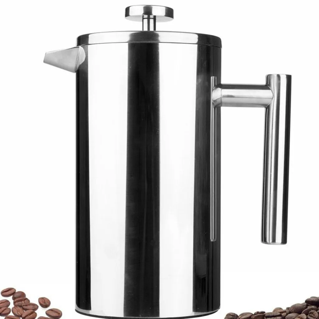 

coffee pot Double-layer thick stainless steel press pot Stainless Steel French Press Coffee Maker Bonus Stainless Steel Screen