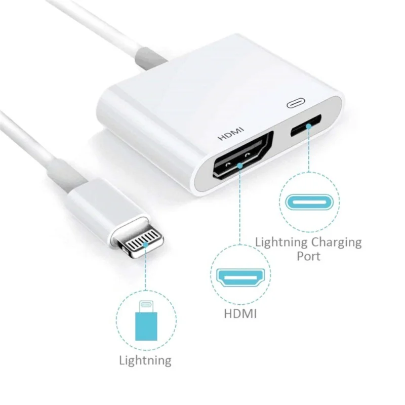 Экранный преобразователь кабель для Lightning-HDMI Plug-and-play высокой четкости компьютерный проектор Шнур для IPhone X XR XS Max