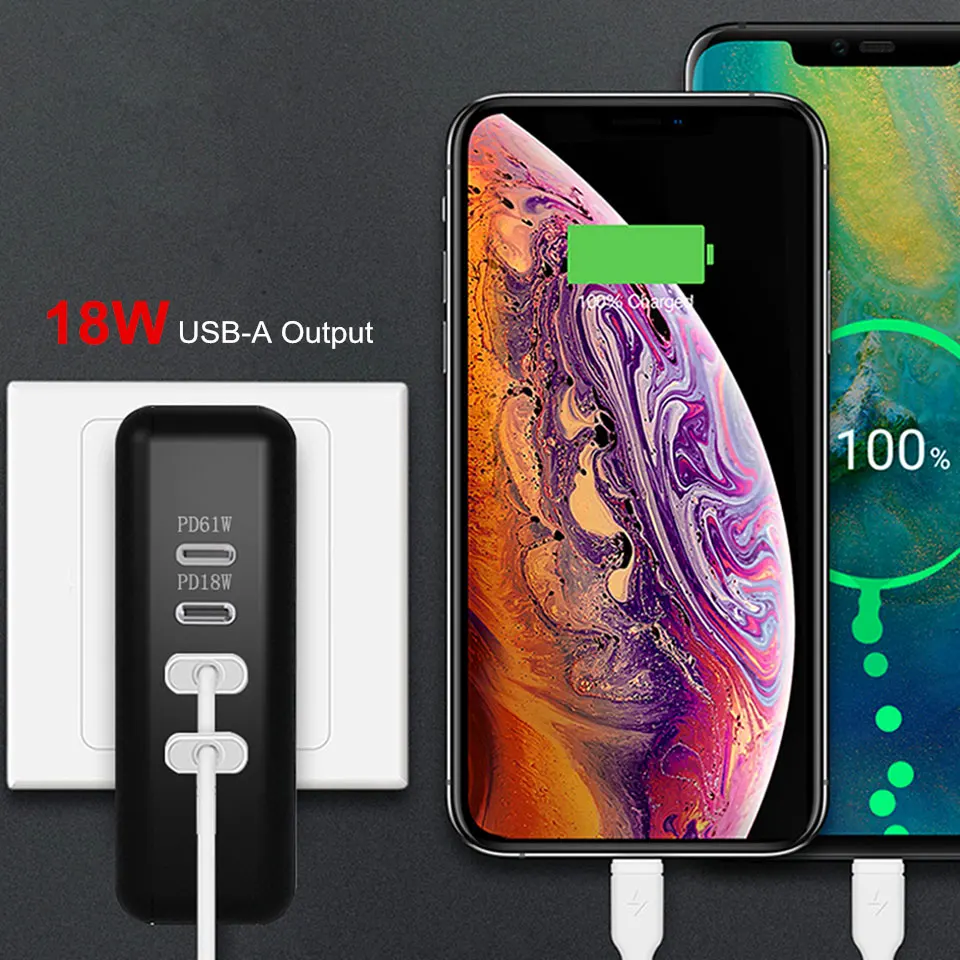 61 Вт USB Type C универсальное быстрое зарядное устройство Quick Charge 3 0 Для Macbook Pro Air HP Lenovo