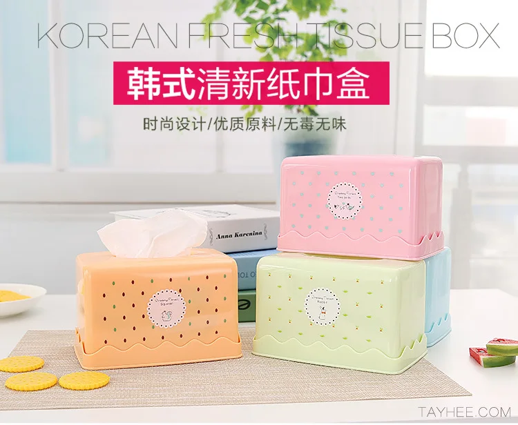 TAYHee Home Plastic Paper Napping Box Square Tissue Box Paper Towel Tube Fresh Medium Tissue Box 5006