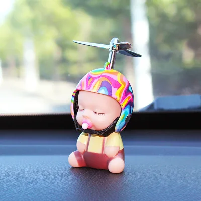 Креативная кукла автомобиль украшения бамбуковый полюс шлем кукла с пустышкой трясущиеся сети красный сломанный ветер утка - Название цвета: Gray