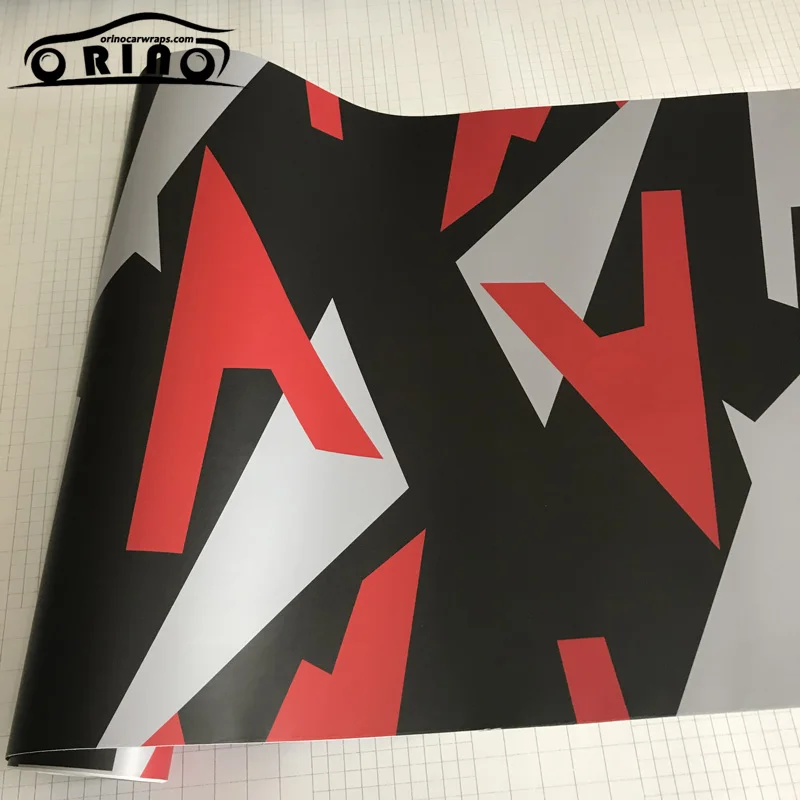 Black Red White Camouflage Vinyl Film-4