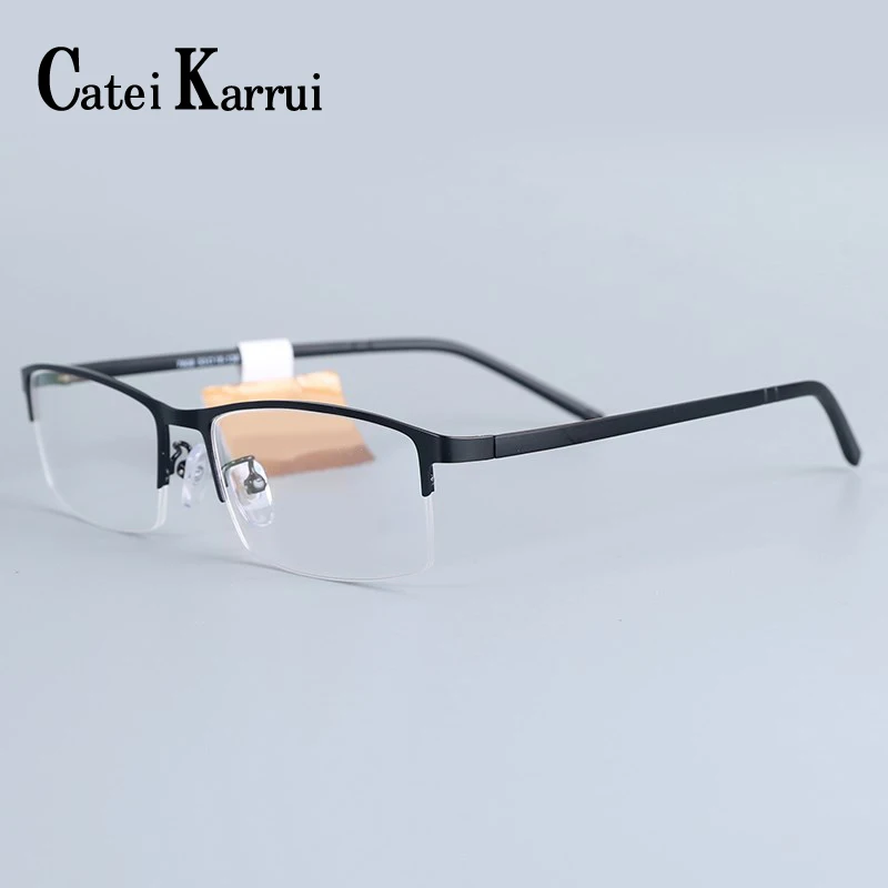 

Catei Karrui Women Men Half Rimless Metal Eyeglasses Frame Myopia Glasses Optical Eyewear Half Rim Fake Glasses New Fashion
