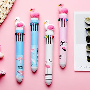 

Flamingo Hipster 10-Color Ballpoint Pen Multi-Color Student Office Tent Multi-Function Color Oil Pen Stationery