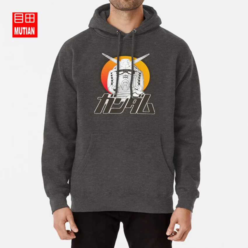darkgrey-hoodie Гандам толстовки с капюшоном Гандам Манга Аниме Комикс Япония мех rx 78 2 мобильный костюм - Цвет: darkgrey-hoodie