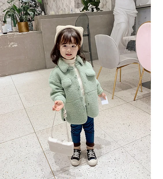 Пальто для девочек, бархатный топ, зимняя одежда для детей 2-6 лет, детское однобортное длинное пальто, верхняя одежда с карманами для маленьких девочек