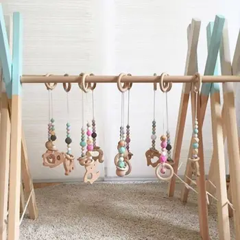 

3 Pcs/set Baby Wooden Teeth Beads String Tension Ring Newborn Puzzle Toy