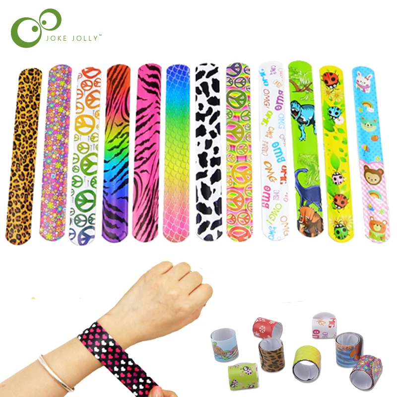 4 Uds niños novedad pulseras bofetada Wrap pulsera anillo fiesta juguetes cumpleaños fiesta vacaciones regalos GYH