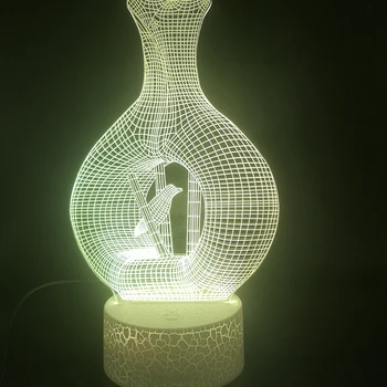 

3D Lamp The Wine Bottle The Vase Novelty Gift for Adult Color Changing with Remote Battery Powered Usb Led Night Light Lamp