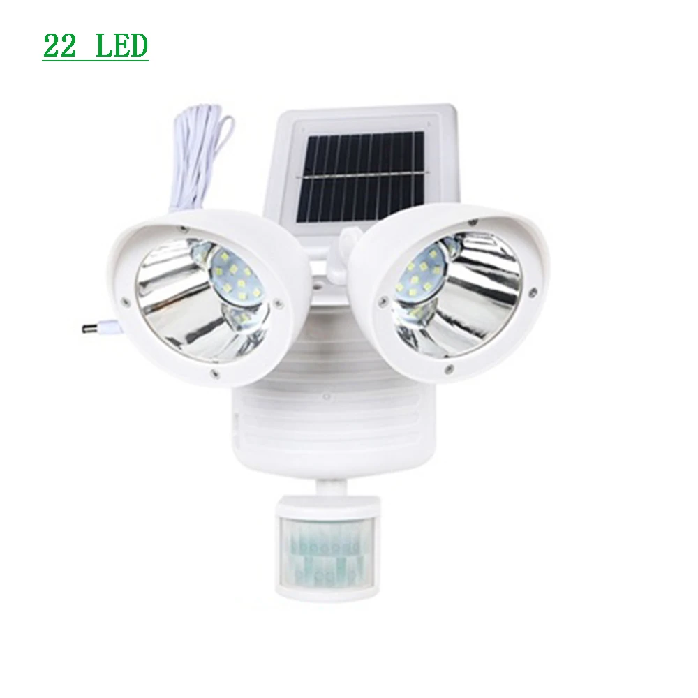 

22 LED Solar Light Double Head Human Body Motion Sensor Solar Lamp Outdoor Waterproof Pathway Emergency Spotlight