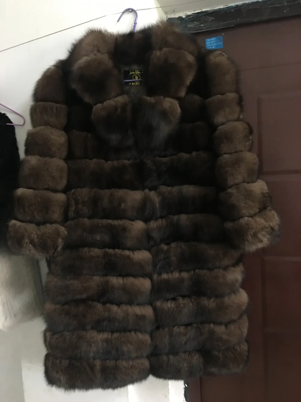 Натуральный Лисий мех пальто куртки с отложным меховым воротником 60 см Длинная женская зимняя куртка с отделкой из меха женская шуба