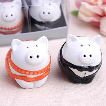 

Orange and white color pig bride groom Salt Pepper Shakers 50SET/LOT wedding favor bridal shower gifts